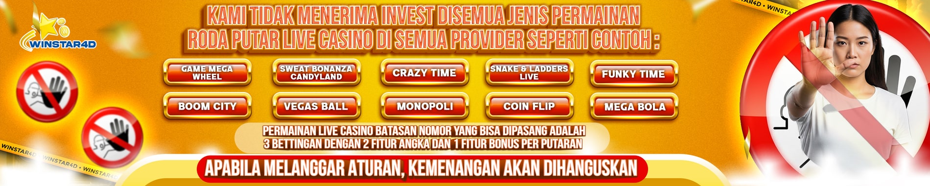 Banner Dilarang Invest